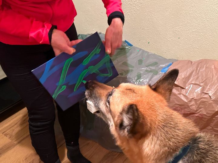 Nellie dog painting on a canvas